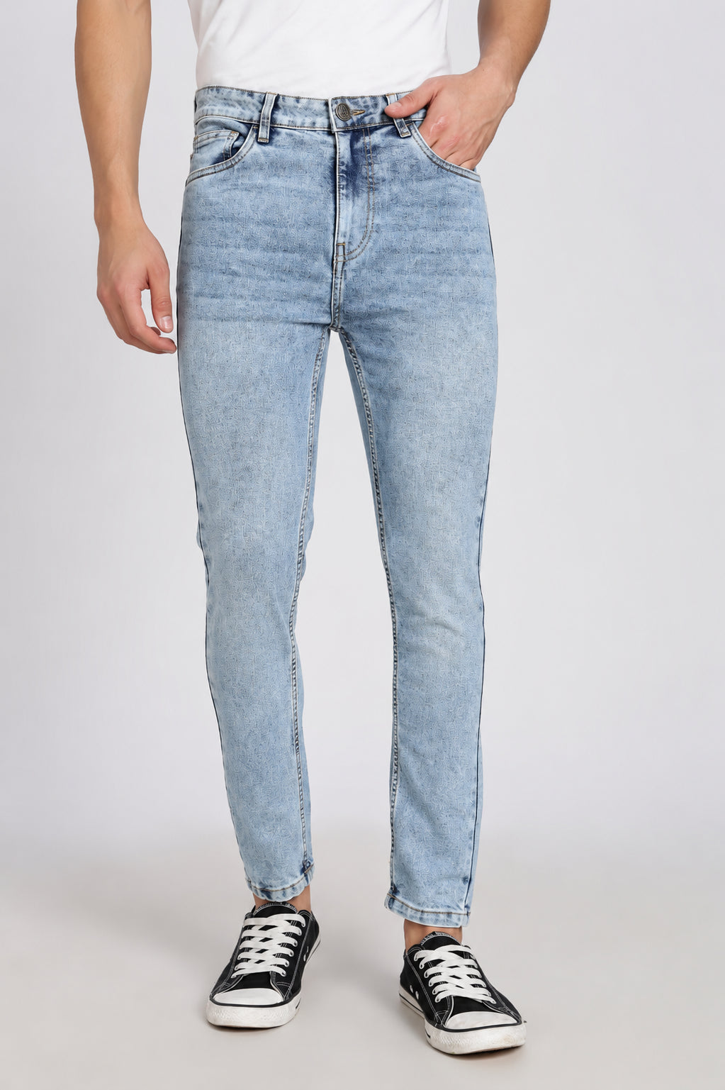 Light Blue 5 Pocketed Slim Fit Jeans for Men - Image 2