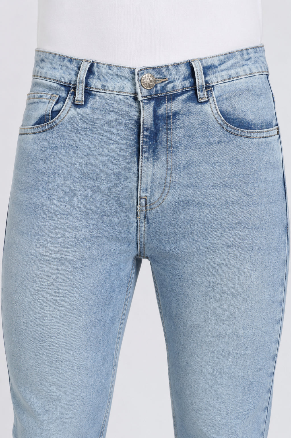Light Blue 5 Pocketed Slim Fit Jeans for Men - Image 3