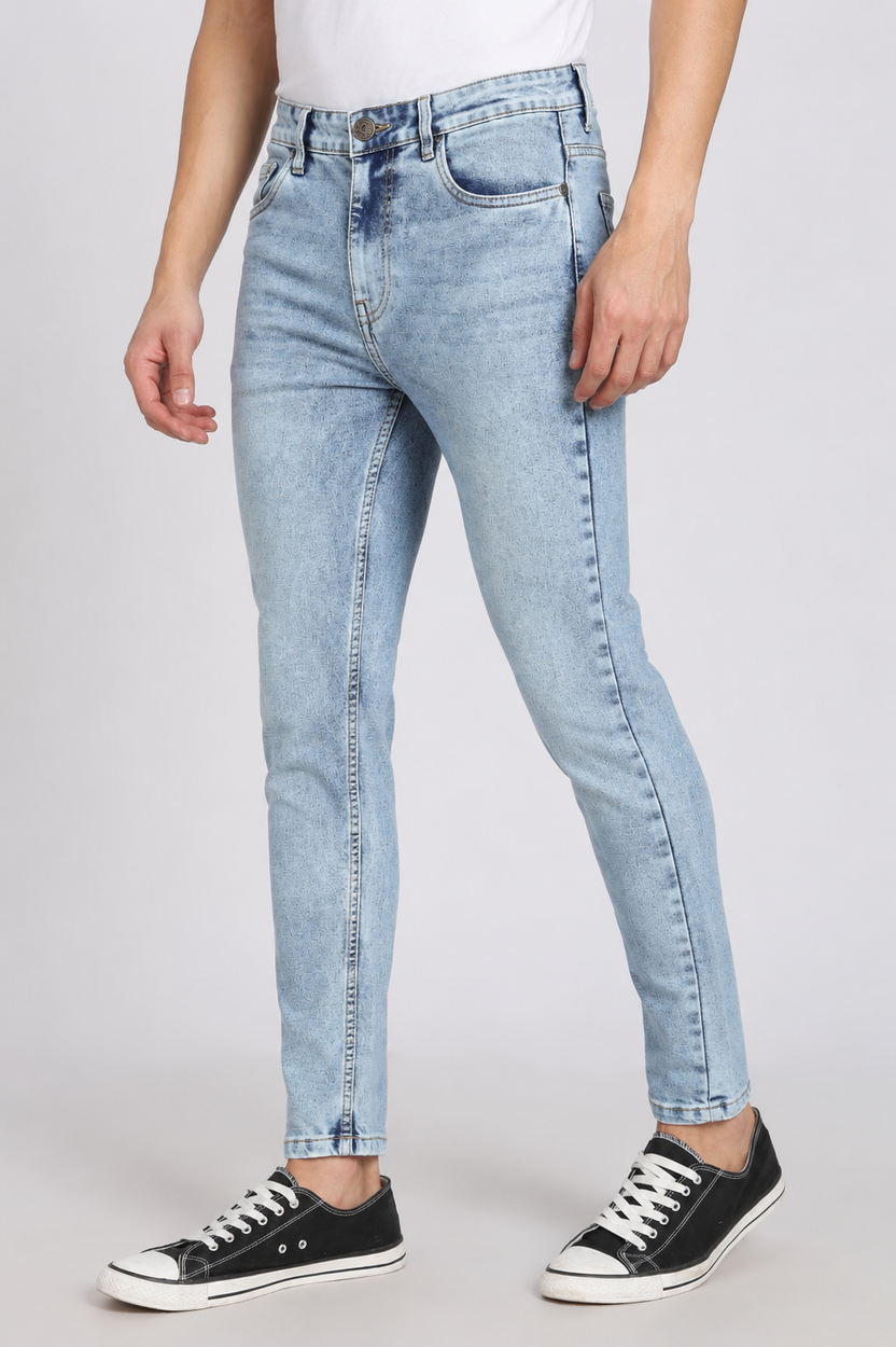Light Blue 5 Pocketed Slim Fit Jeans for Men - Image 4