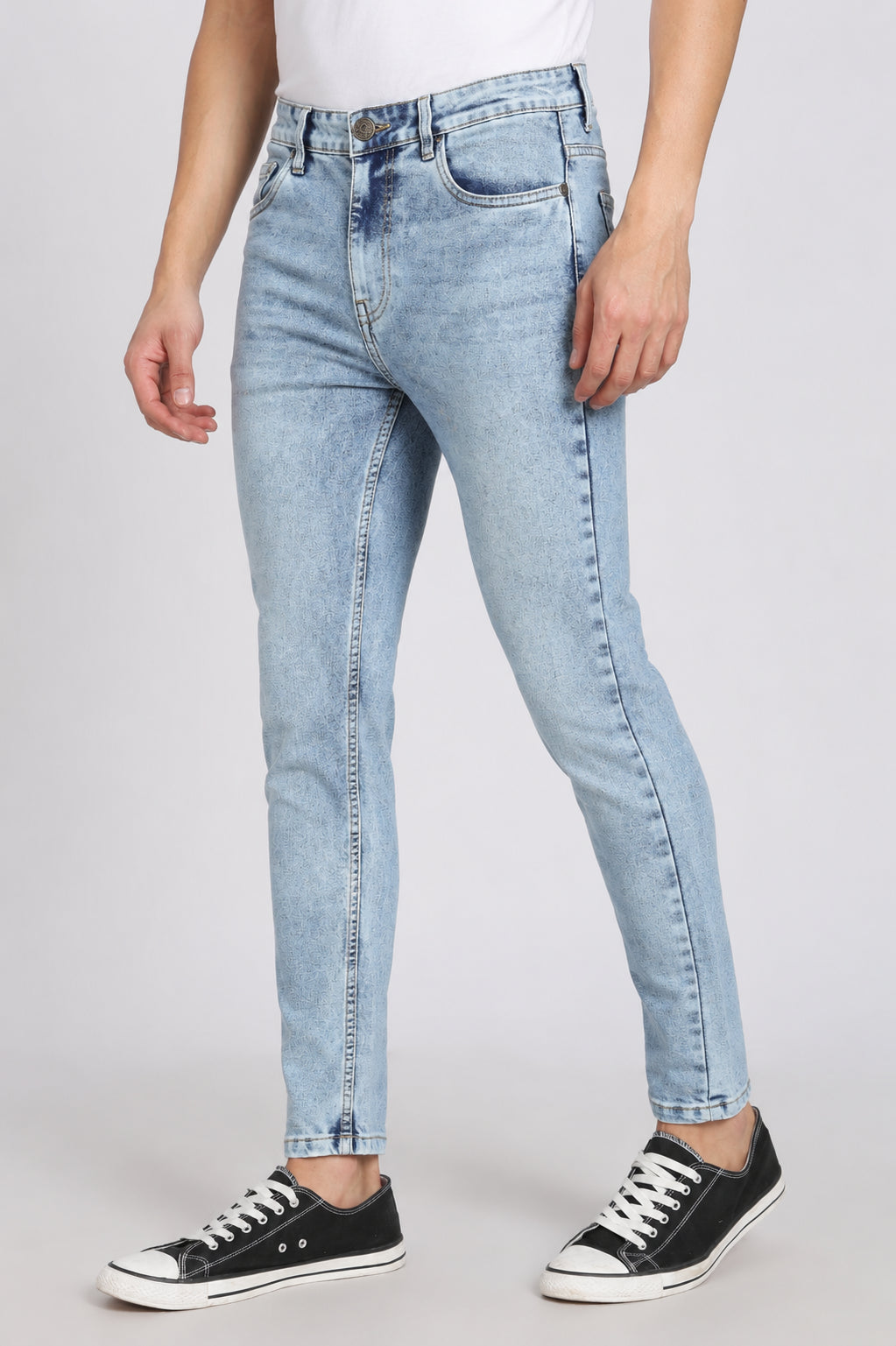 Light Blue 5 Pocketed Slim Fit Jeans for Men - Image 4
