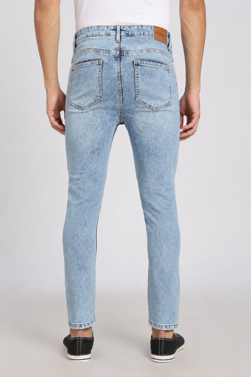 Light Blue 5 Pocketed Slim Fit Jeans for Men - Image 5