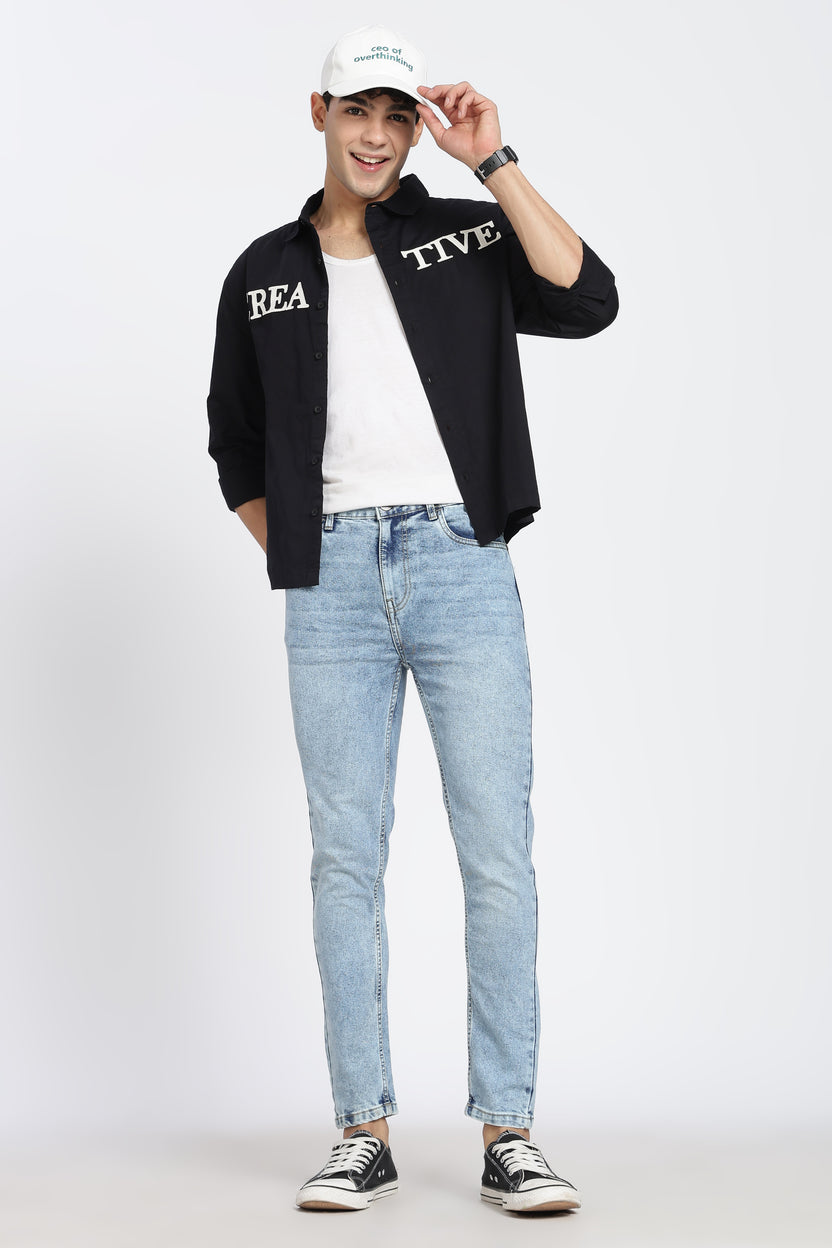 Light Blue 5 Pocketed Slim Fit Jeans for Men - Image 6