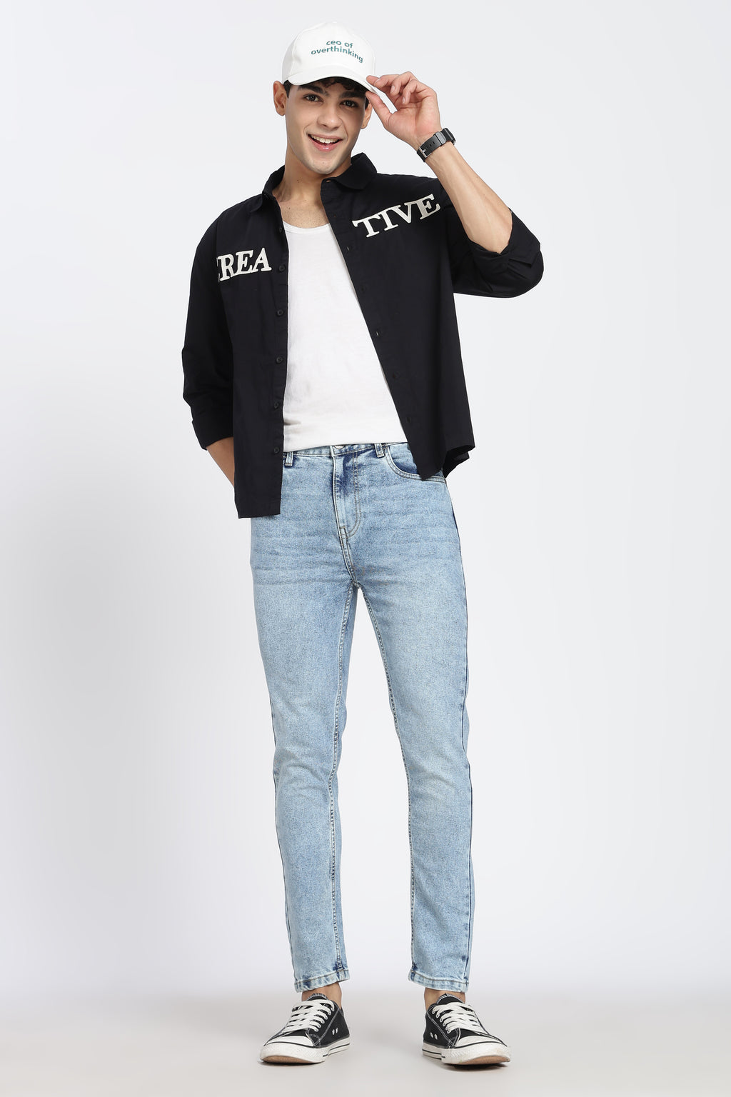 Light Blue 5 Pocketed Slim Fit Jeans for Men - Image 6