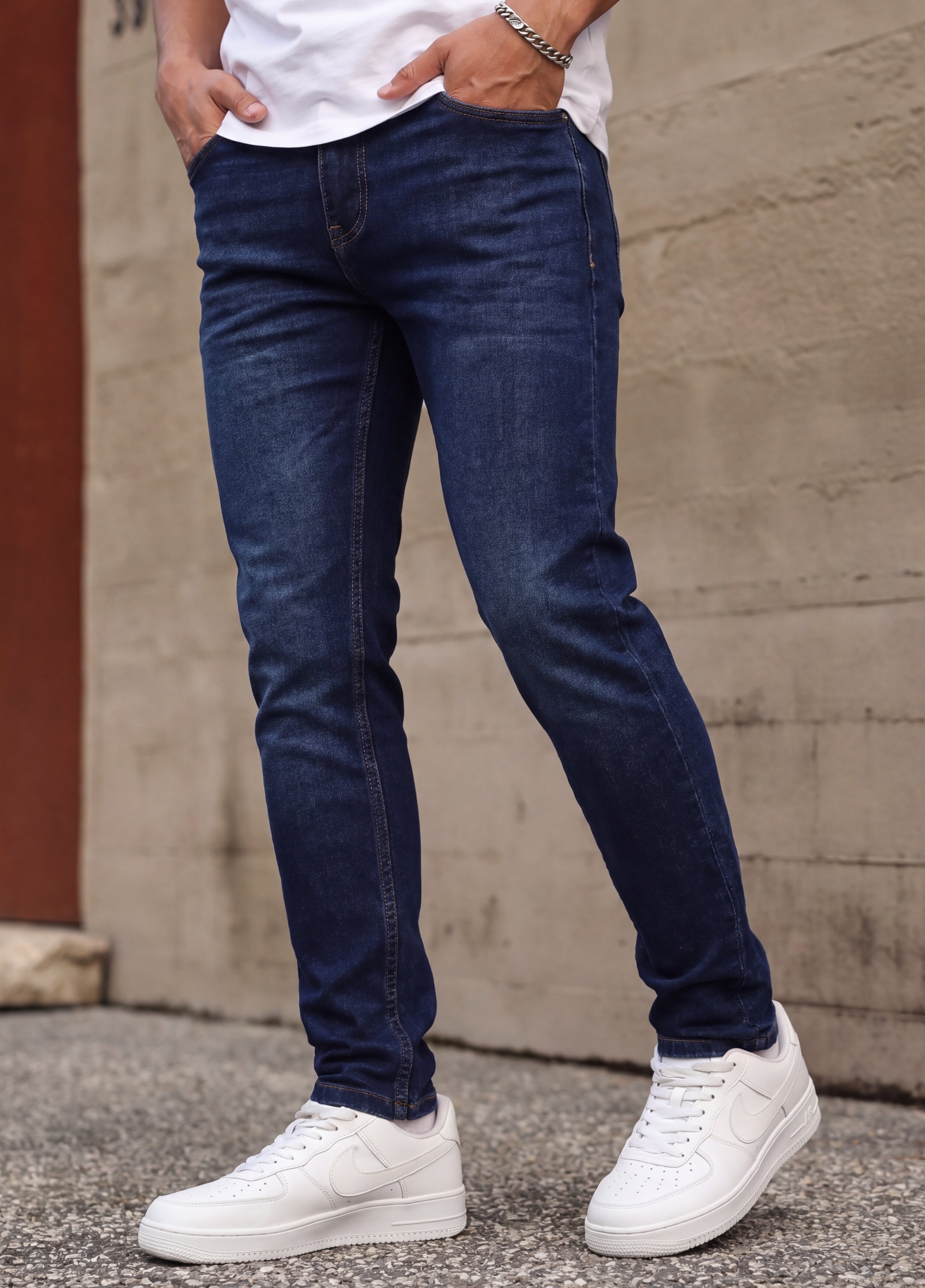Navy 5 Pocketed Slim Fit Jeans for Men - Image 1