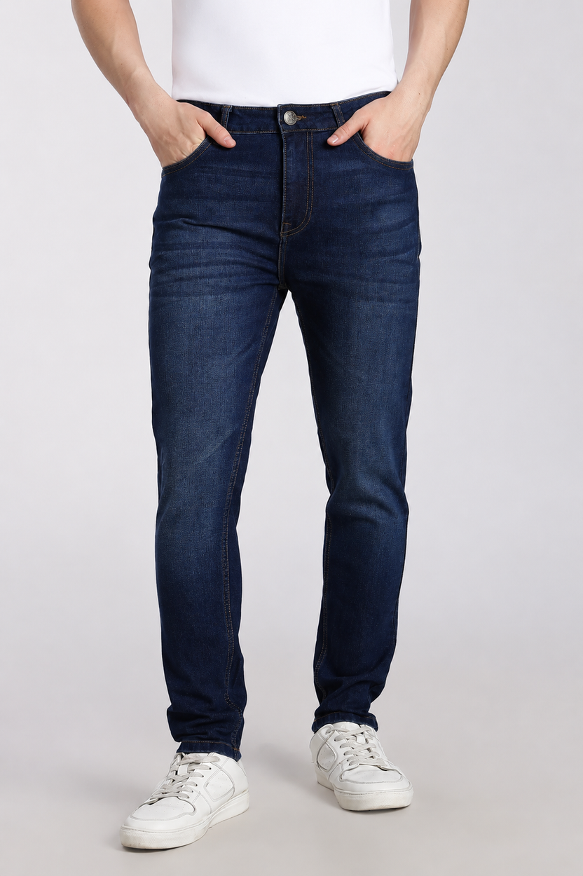 Navy 5 Pocketed Slim Fit Jeans for Men - Image 2