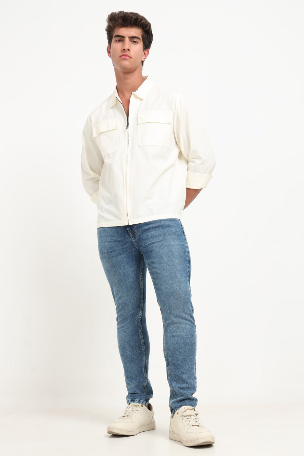 Medium Blue Solid Slim Fit Jeans for Men - Image 6