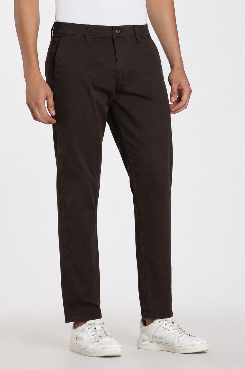 Chocolate 4 Pocketed Regular Fit Chinos For Men - Image 4