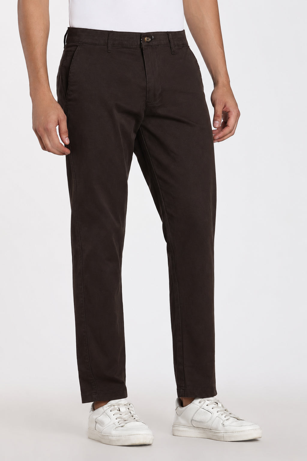 Chocolate 4 Pocketed Regular Fit Chinos for Men - Image 4