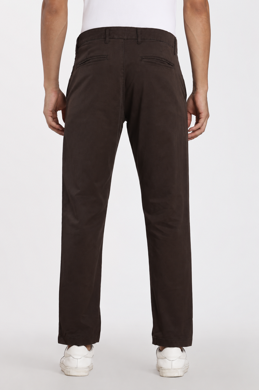 Chocolate 4 Pocketed Regular Fit Chinos For Men - Image 5