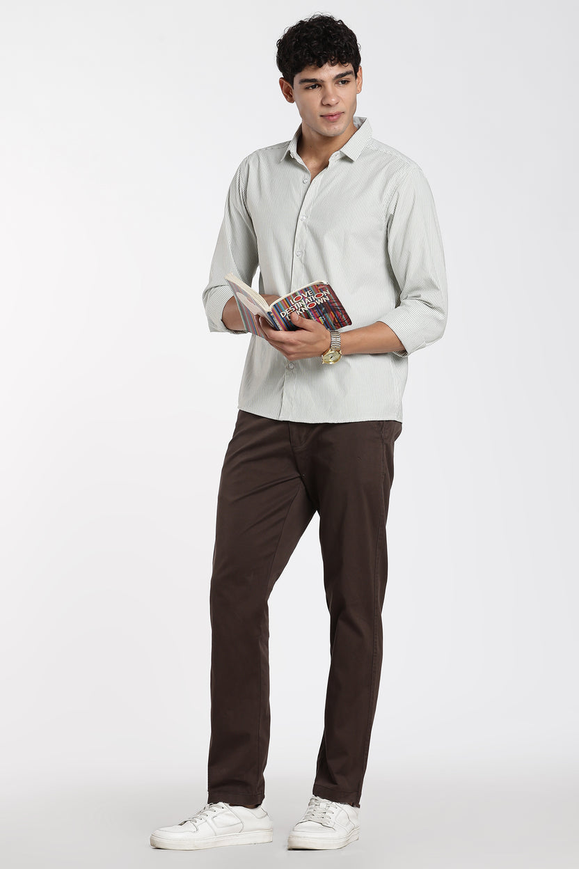 Chocolate 4 Pocketed Regular Fit Chinos For Men - Image 6