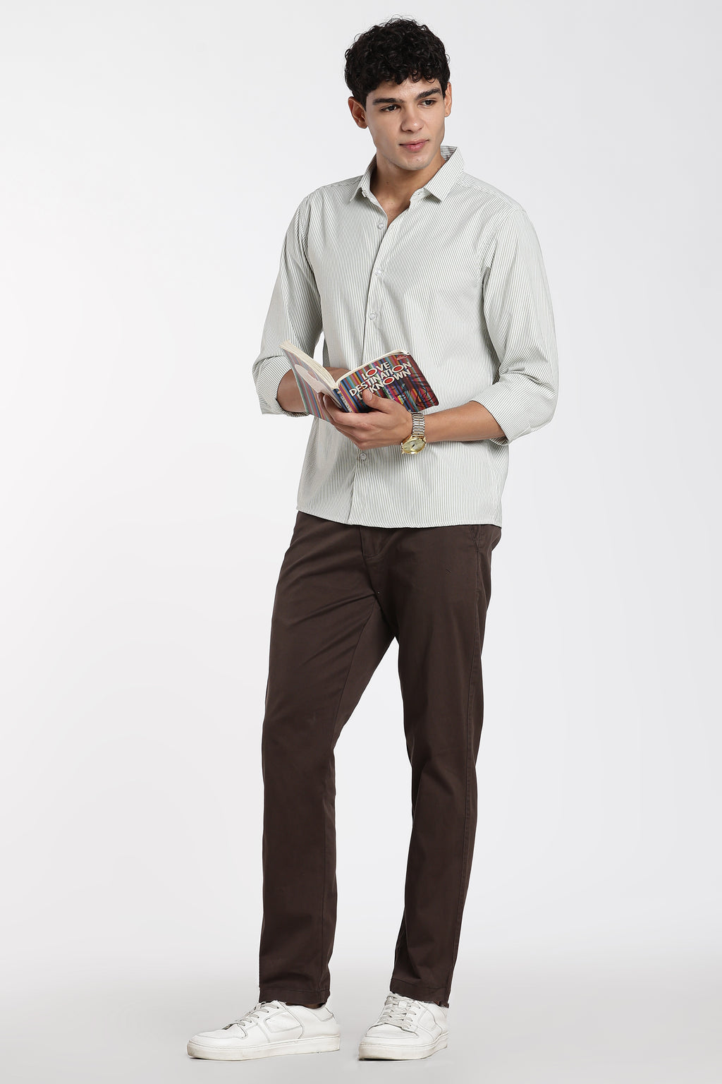 Chocolate 4 Pocketed Regular Fit Chinos for Men - Image 6