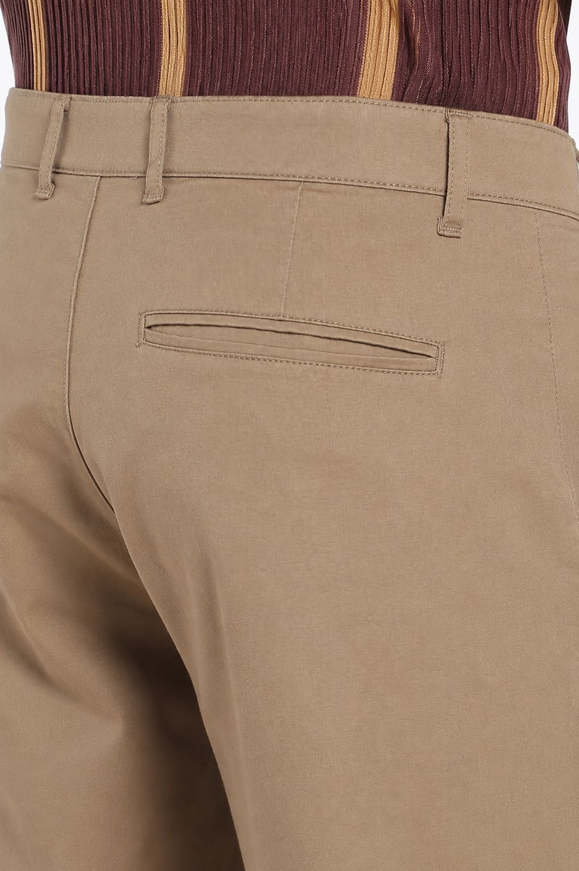 Khaki Solid Regular Fit Trouser for Men - Image 2