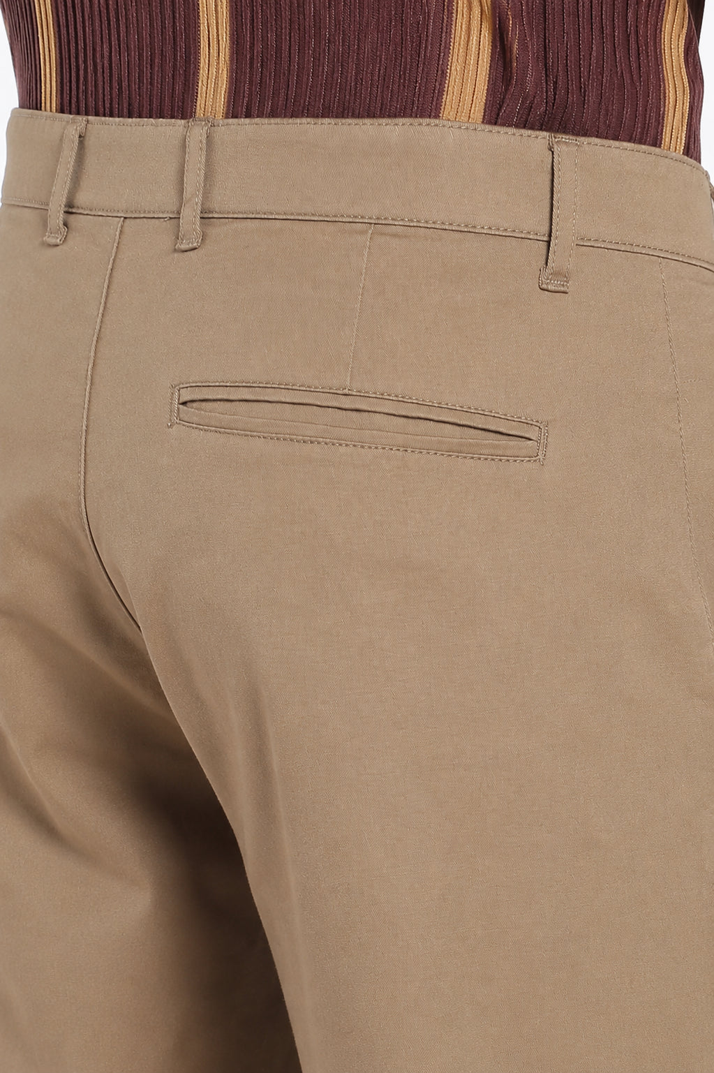 Khaki Solid Regular Fit Trouser for Men - Image 2