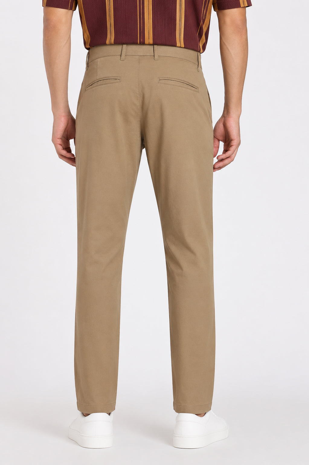 Khaki Solid Regular Fit Trouser for Men - Image 4