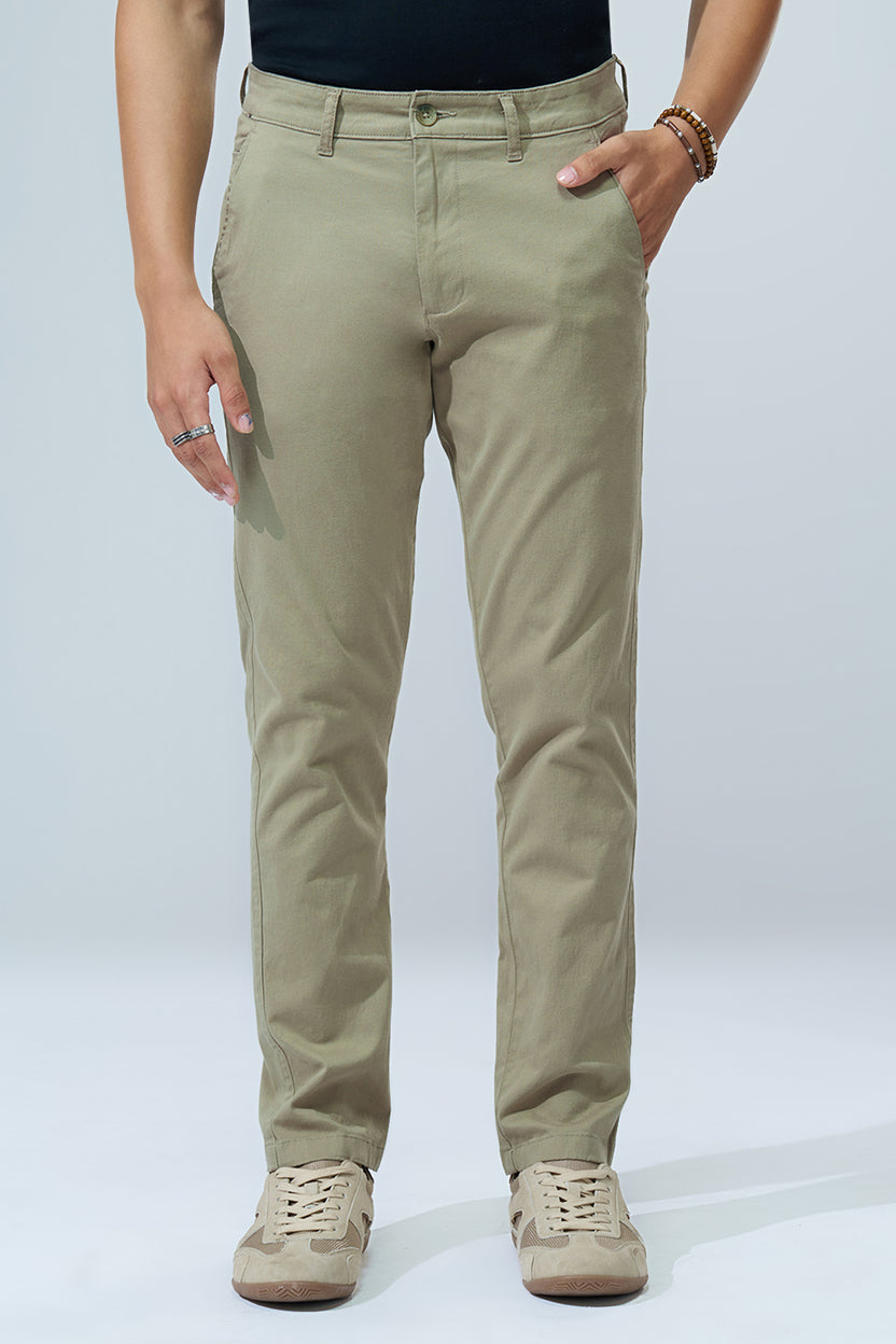 Light Green Solid Regular Fit Trouser For Men - Image 2
