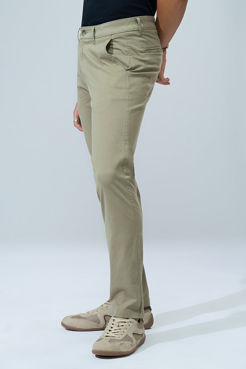 Light Green Solid Regular Fit Trouser For Men - Image 4
