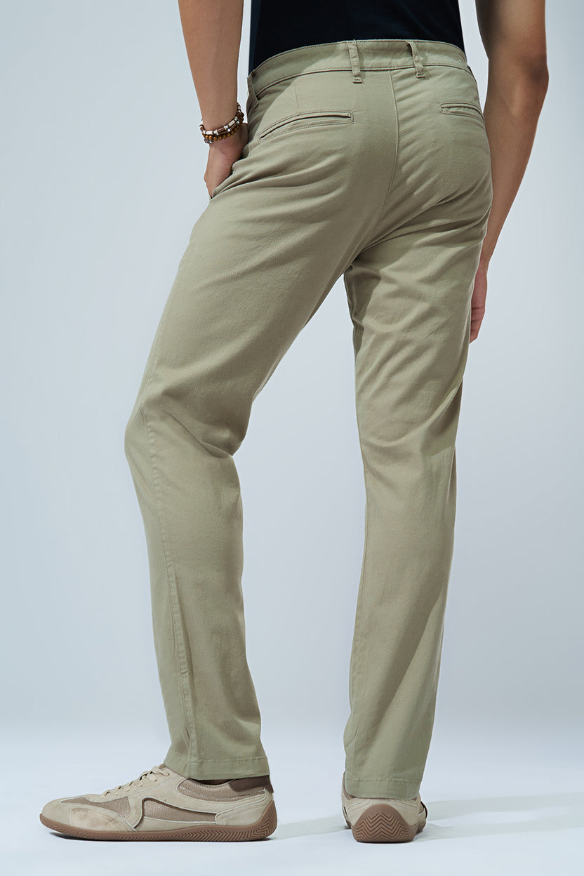 Light Green Solid Regular Fit Trouser For Men - Image 5