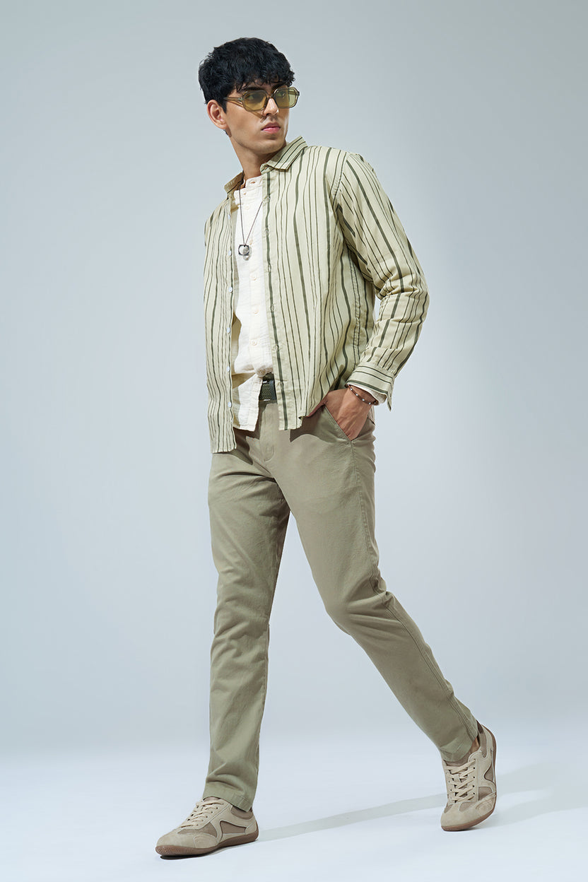 Light Green Solid Regular Fit Trouser For Men - Image 6