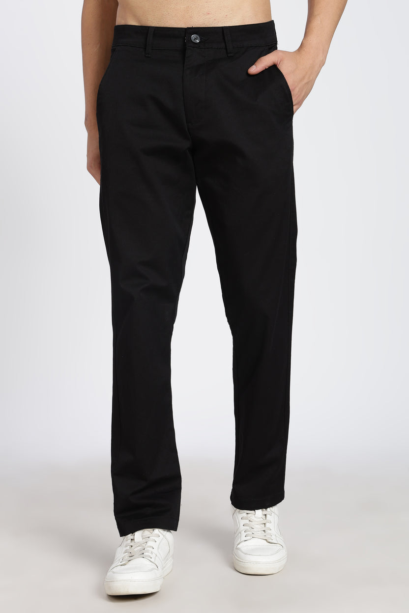 Black Regular Fit Solid Casual Trouser for Men - Image 2
