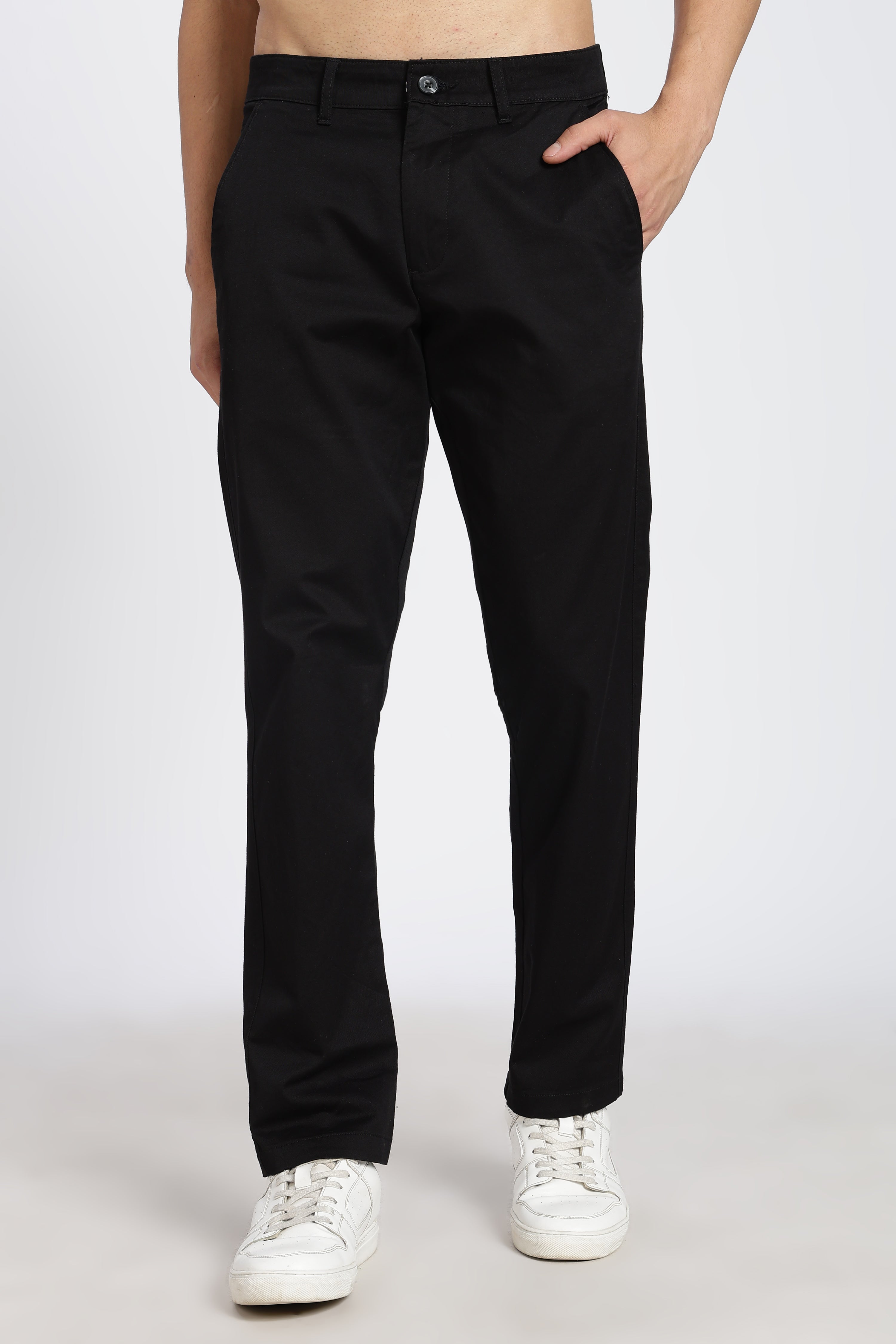 Black Regular Fit Solid Casual Trouser for Men - Image 2