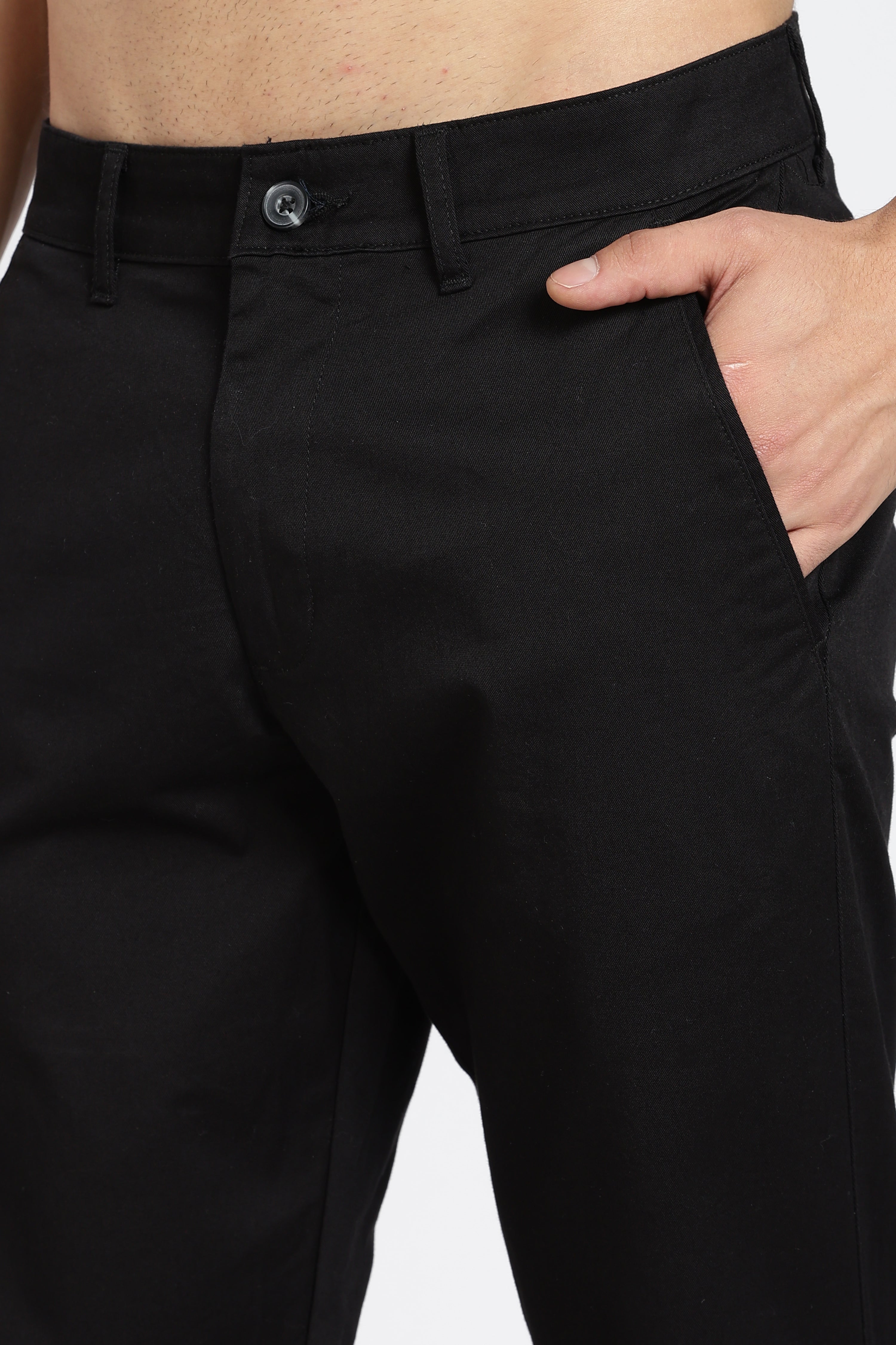 Black Regular Fit Solid Casual Trouser for Men - Image 3