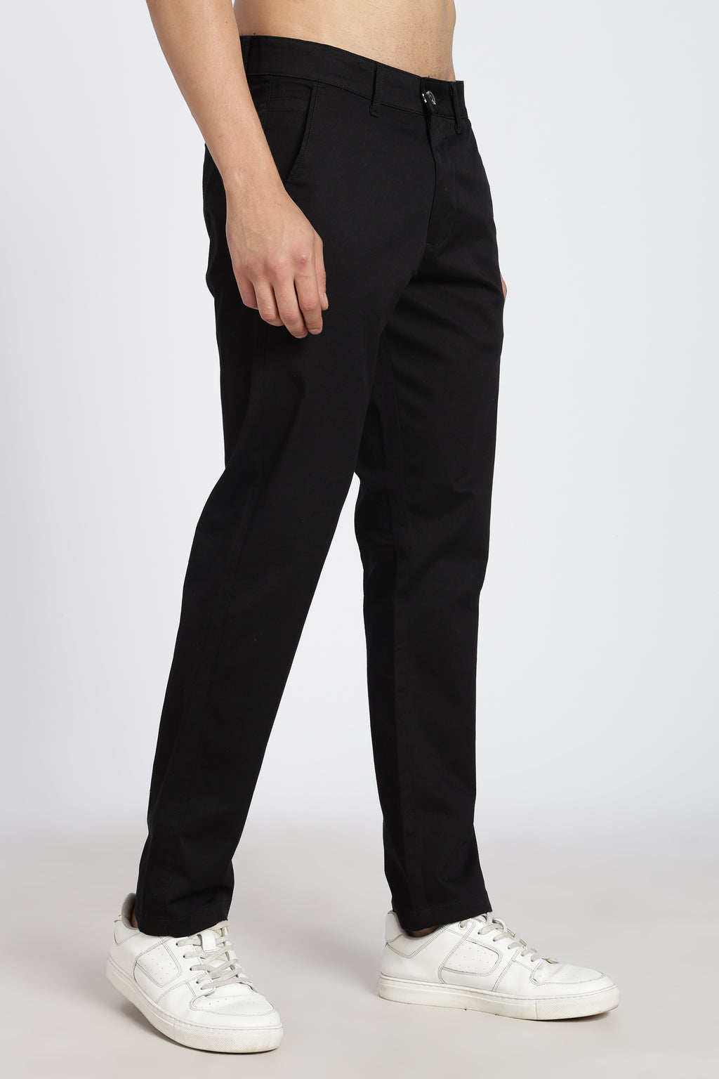 Black Regular Fit Solid Casual Trouser for Men - Image 4