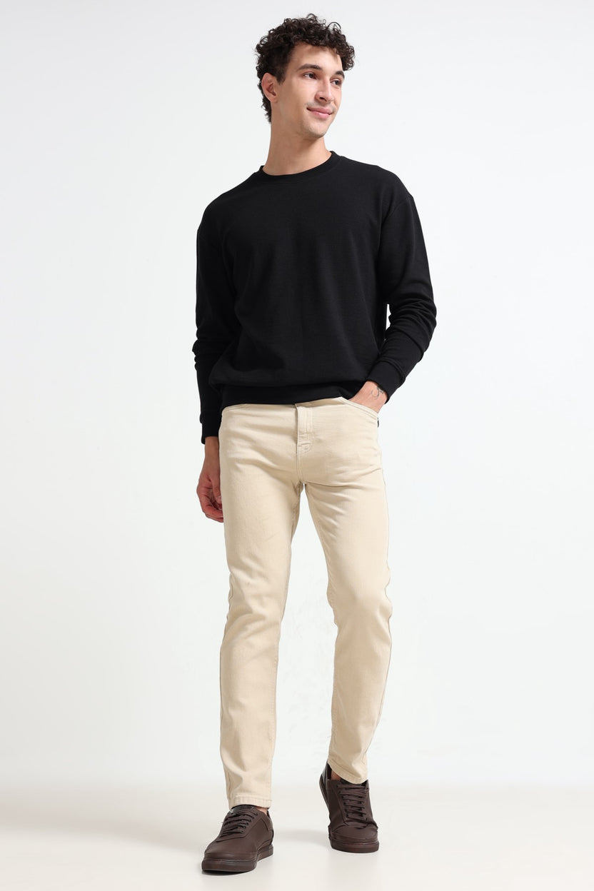 Black Textured Regular Fit Sweatshirt for Men - Image 6