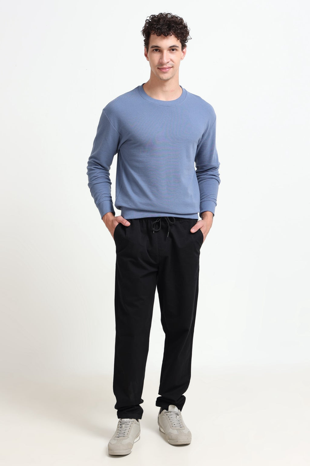 Blue Solid Regular Fit Sweatshirt for Men - Image 6