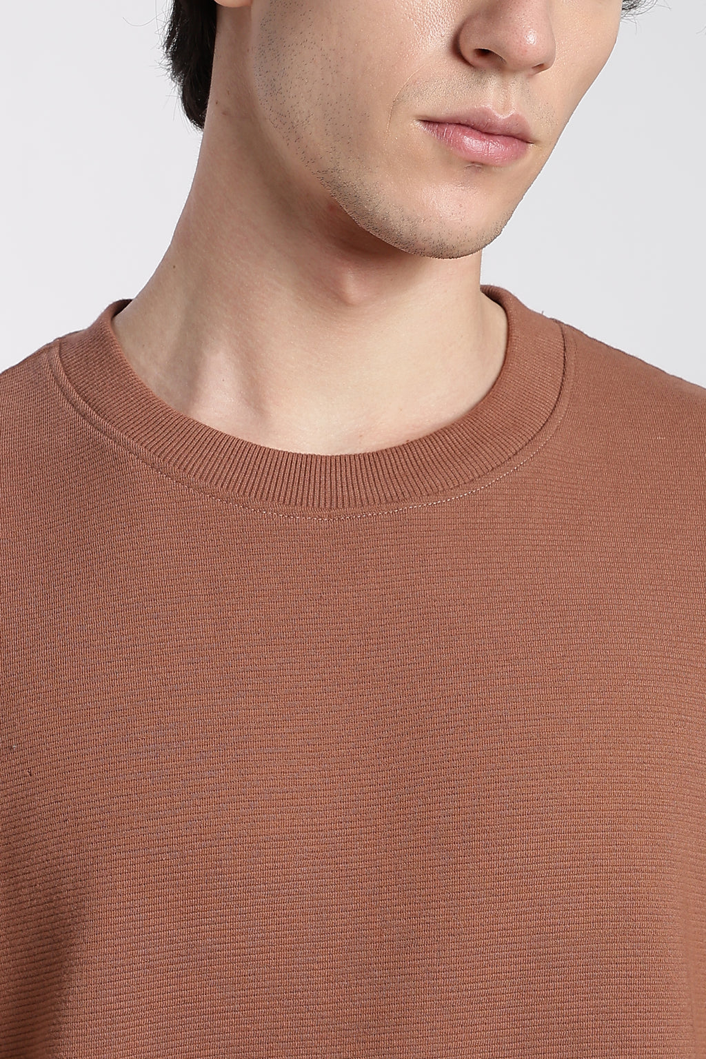 Brown Solid Regular Fit Sweatshirt for Men - Image 3