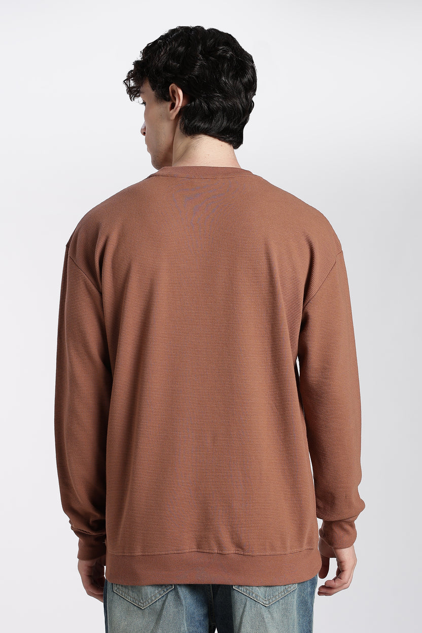 Brown Solid Regular Fit Sweatshirt for Men - Image 5