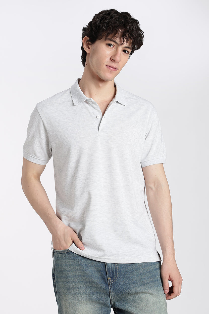 Light Grey Everyday Essentials Regular Fit Polo T-Shirt For Men - Image 1