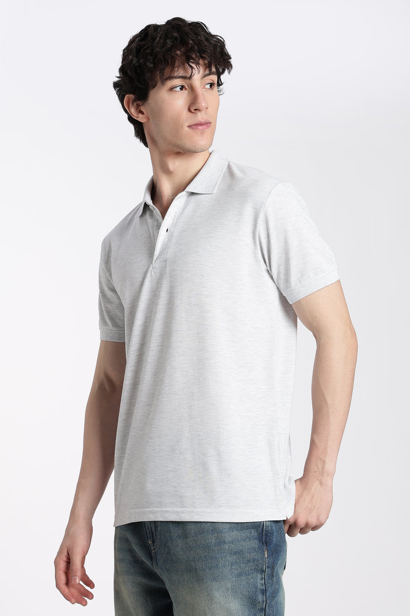 Light Grey Everyday Essentials Regular Fit Polo T-Shirt For Men - Image 3