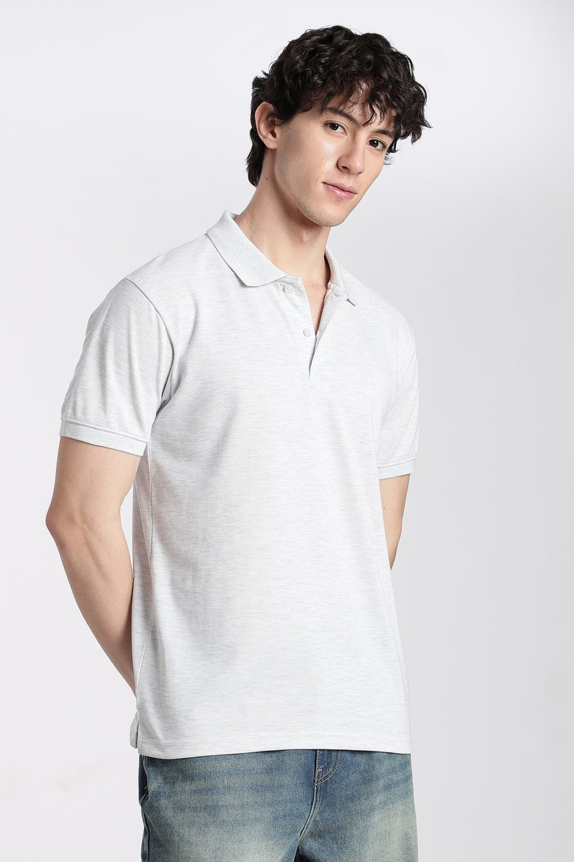 Light Grey Everyday Essentials Regular Fit Polo T-Shirt For Men - Image 4