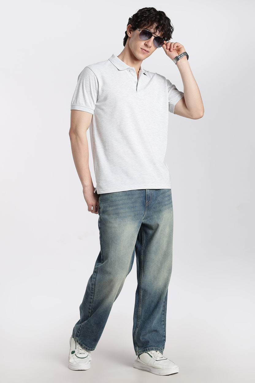 Light Grey Everyday Essentials Regular Fit Polo T-Shirt For Men - Image 6