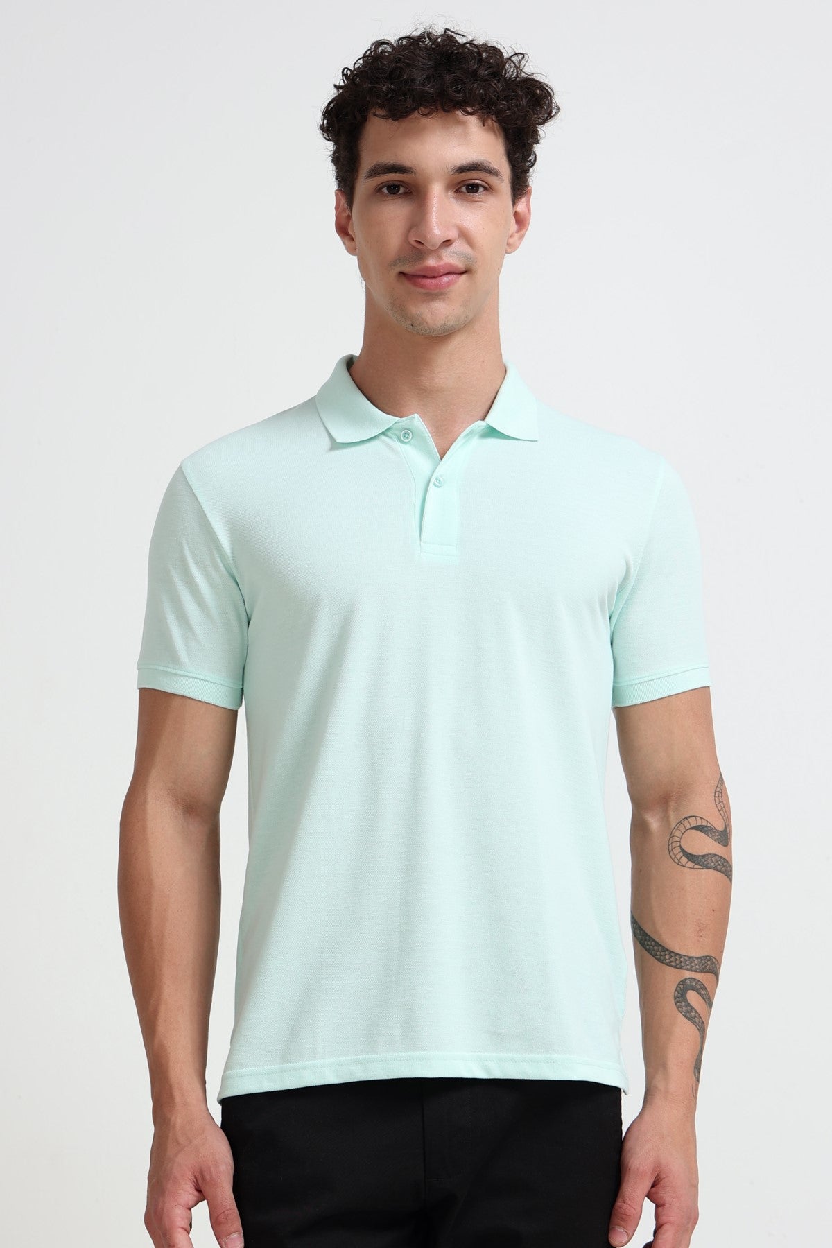 Aqua Solid Regular Fit Polo T-Shirt for Men - Image 2
