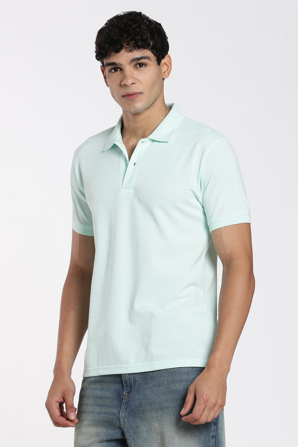 Aqua Solid Regular Fit Polo T-Shirt for Men - Image 4
