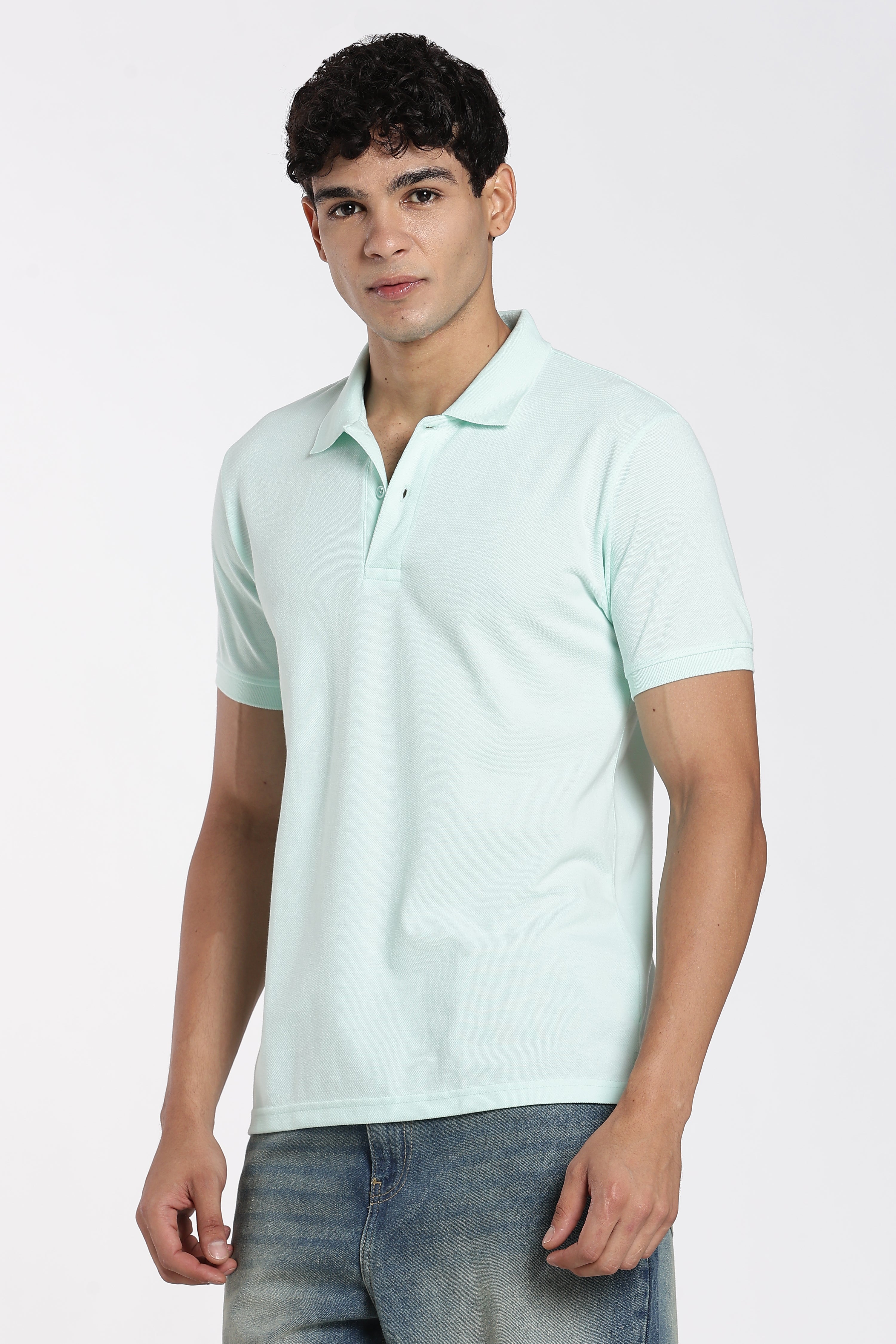 Aqua Solid Regular Fit Polo T-Shirt for Men - Image 4