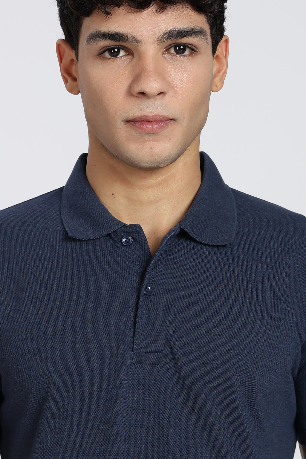 Navy Solid Regular Fit Polo T-Shirt for Men - Image 3