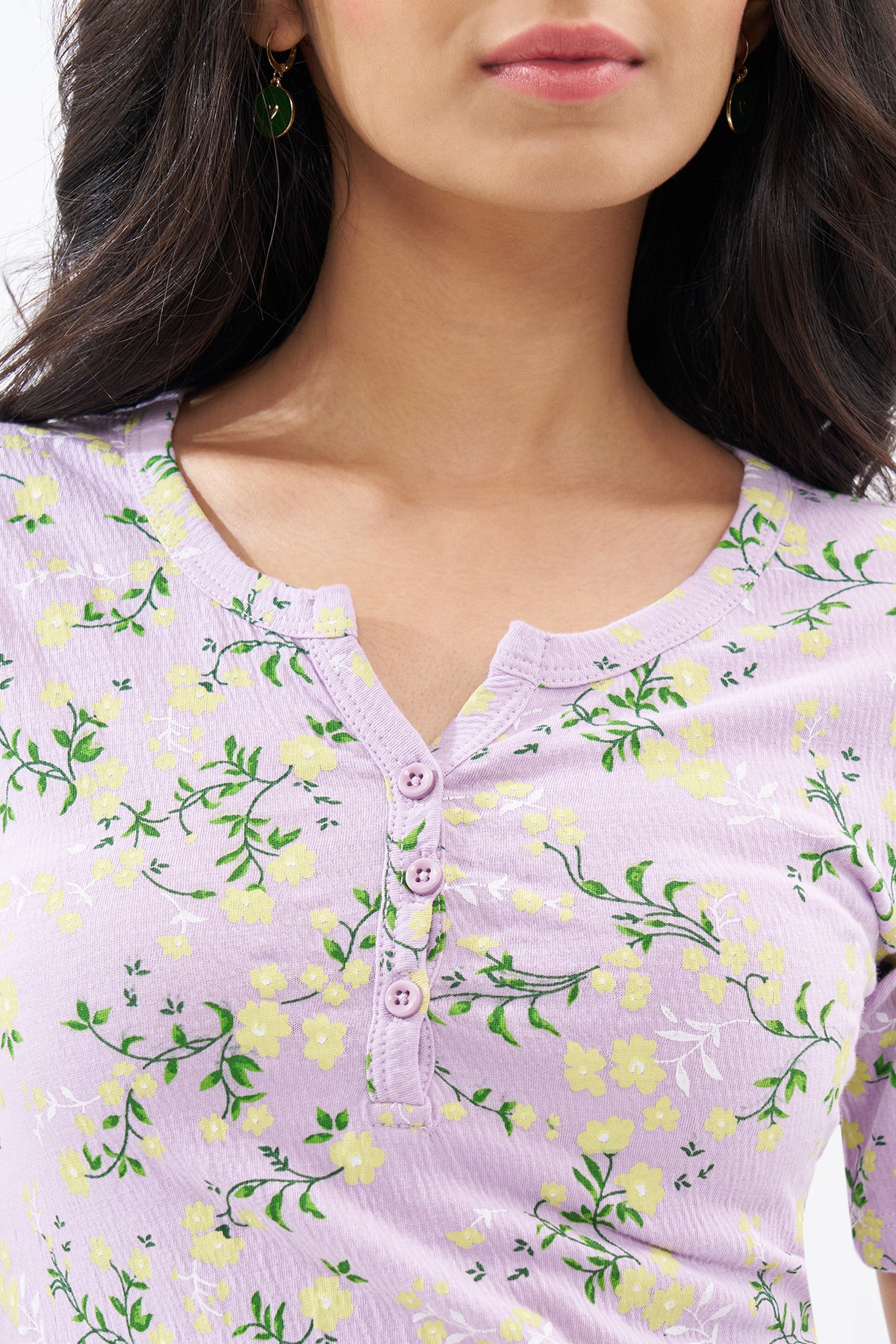 Lilac Floral Print Top for Women - Image 3