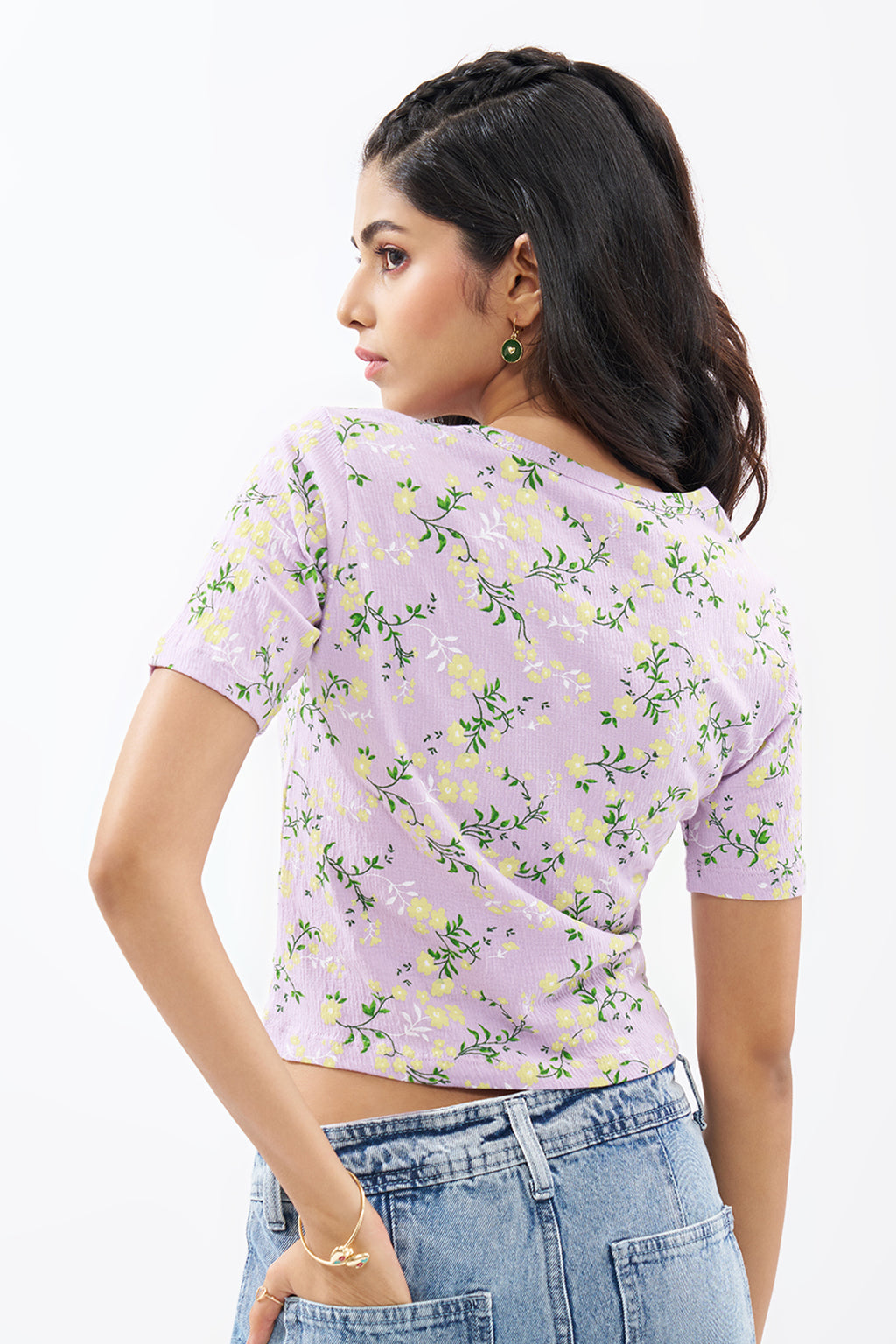 Lilac Floral Print Top for Women - Image 5