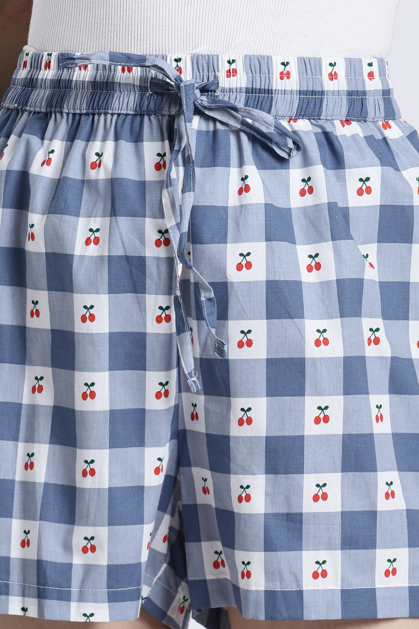 Blue Cherry Relaxed Fit Shorts For Women - Image 3