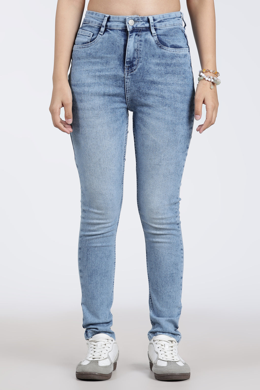 Light Blue 5 Pocketed Skinny Fit Jeans for Women - Image 2
