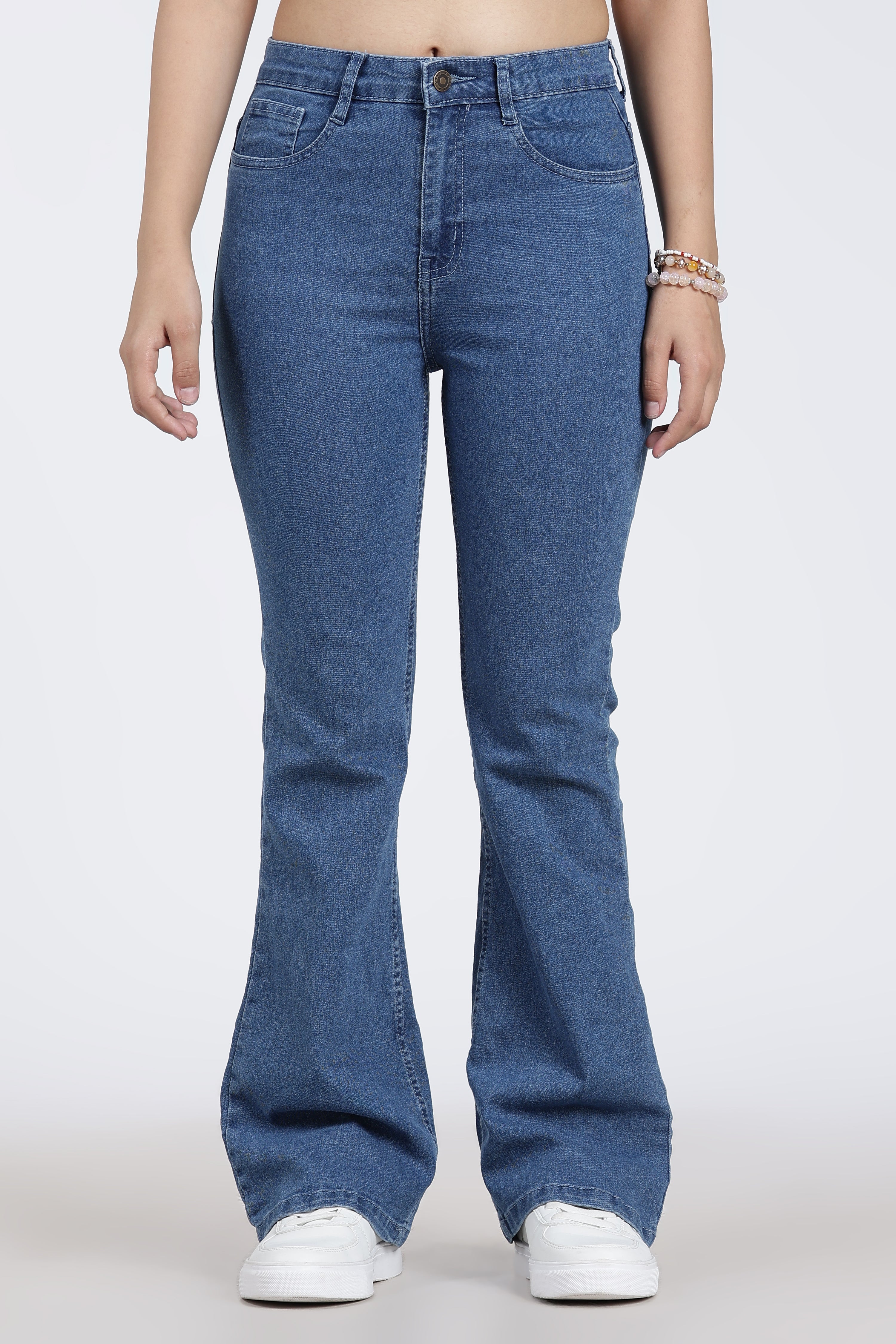 Blue 5 Pocketed Boot-Cut Jeans for Women - Image 2
