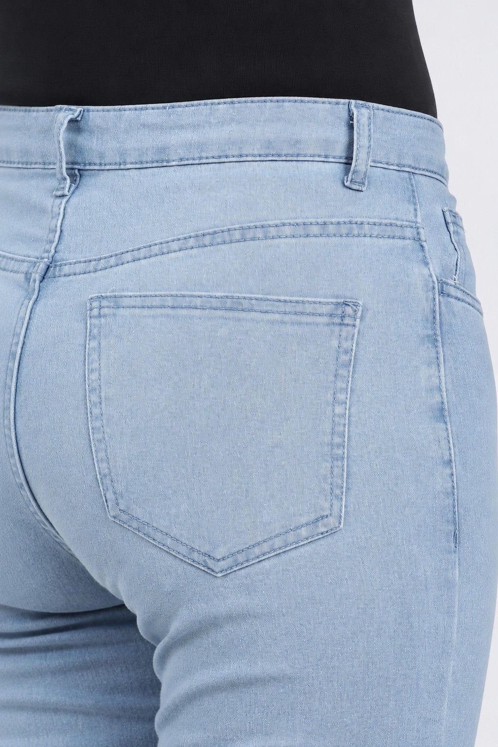 Light Blue Solid Flared Jeans for Women - Image 3