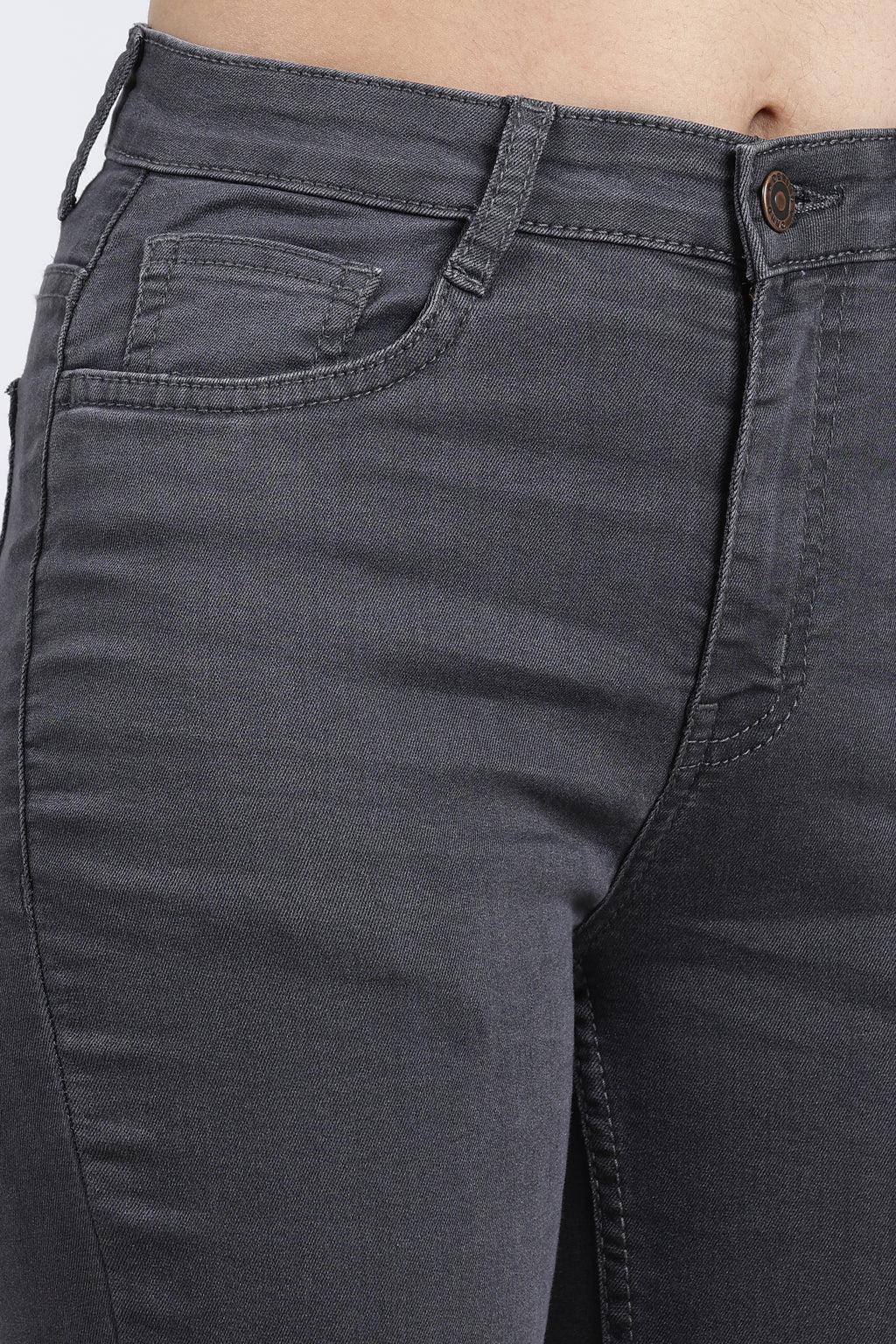 Grey 5 Pocketed Straight Fit Jeans for Women - Image 3