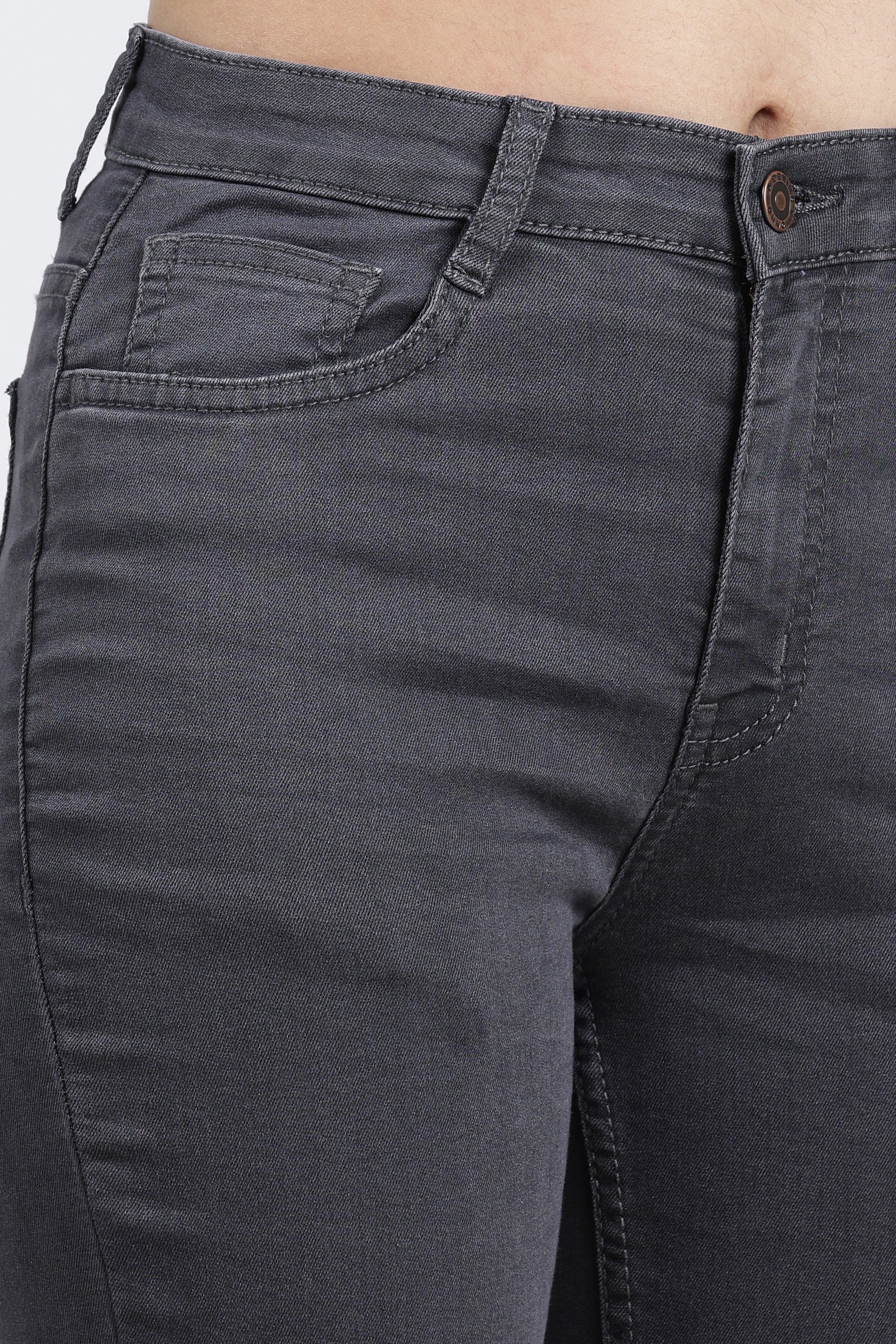 Grey 5 Pocketed Straight Fit Jeans for Women - Image 3