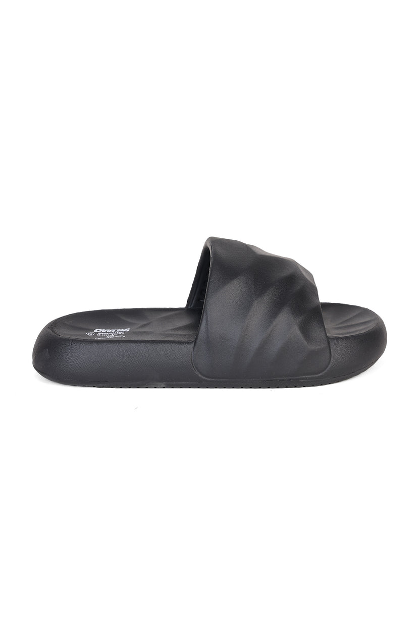 Black Textured Pool Slides for Men - Image 2