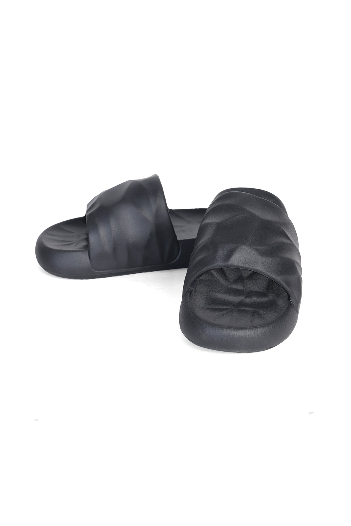 Black Textured Pool Slides for Men - Image 5