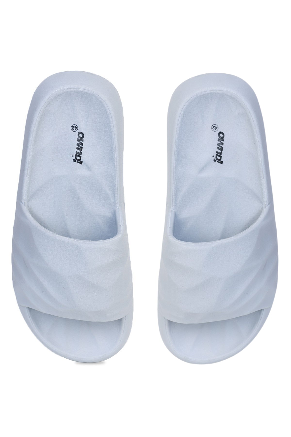 Light Grey Textured Pool Slides for Men - Image 5