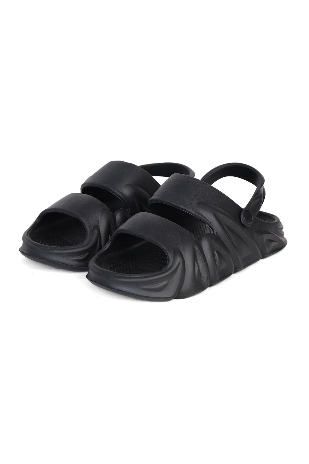 Black Textured Pool Slides for Men - Image 4